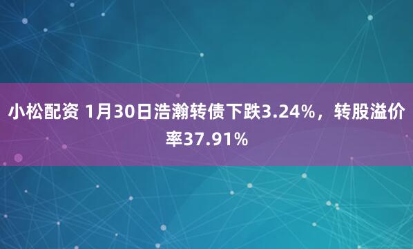 小松配资 1月30日浩瀚转债下跌3.24%，转股溢价率37.91%